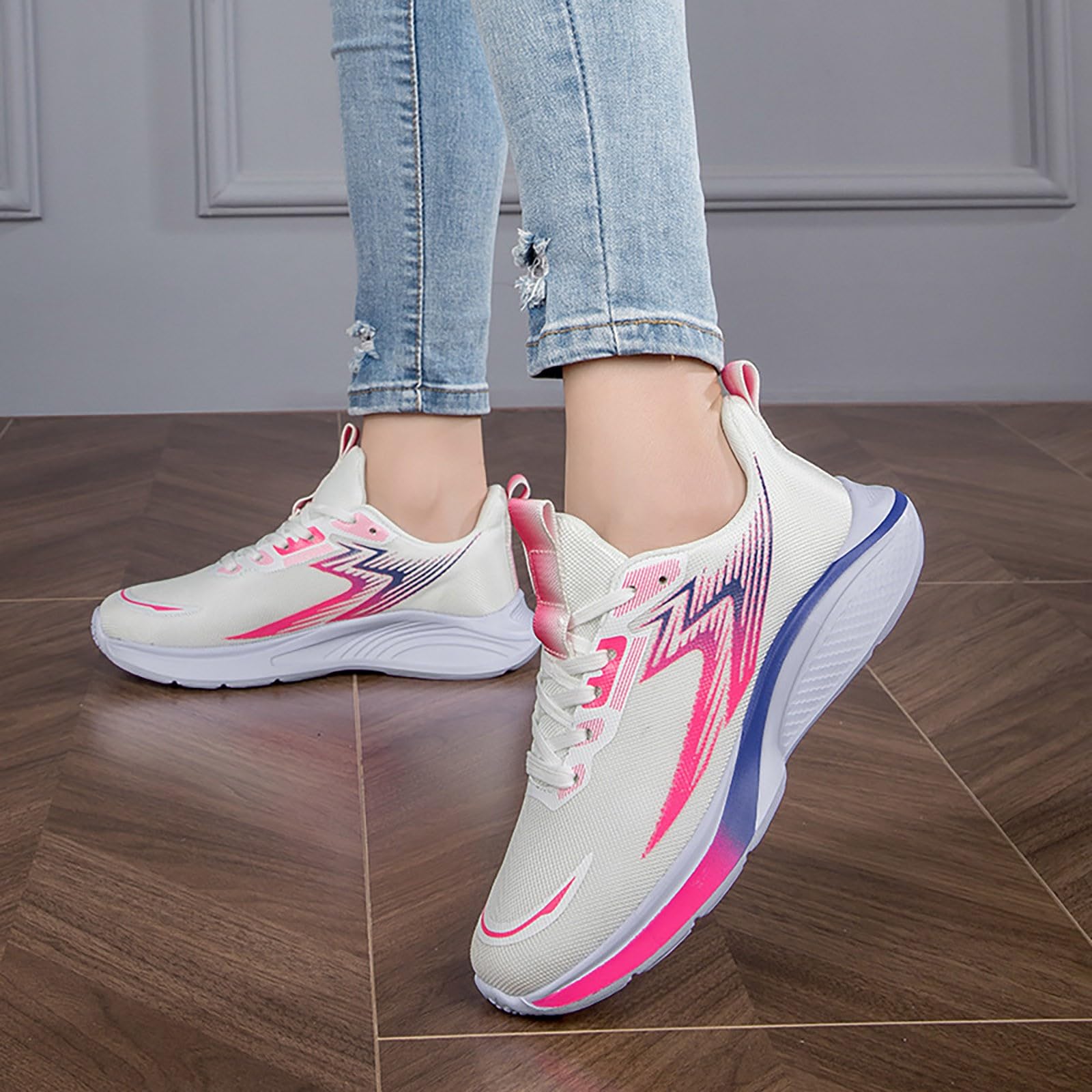 Scarpe da Ginnastica da Donna Comode Pianta Larga Sneakers Bianche Donna | Sneakers Ragazza in Tessuto Sintetico per Allenamento Palestra Calzature Atletica Comfort Ottimale Rete Traspirante