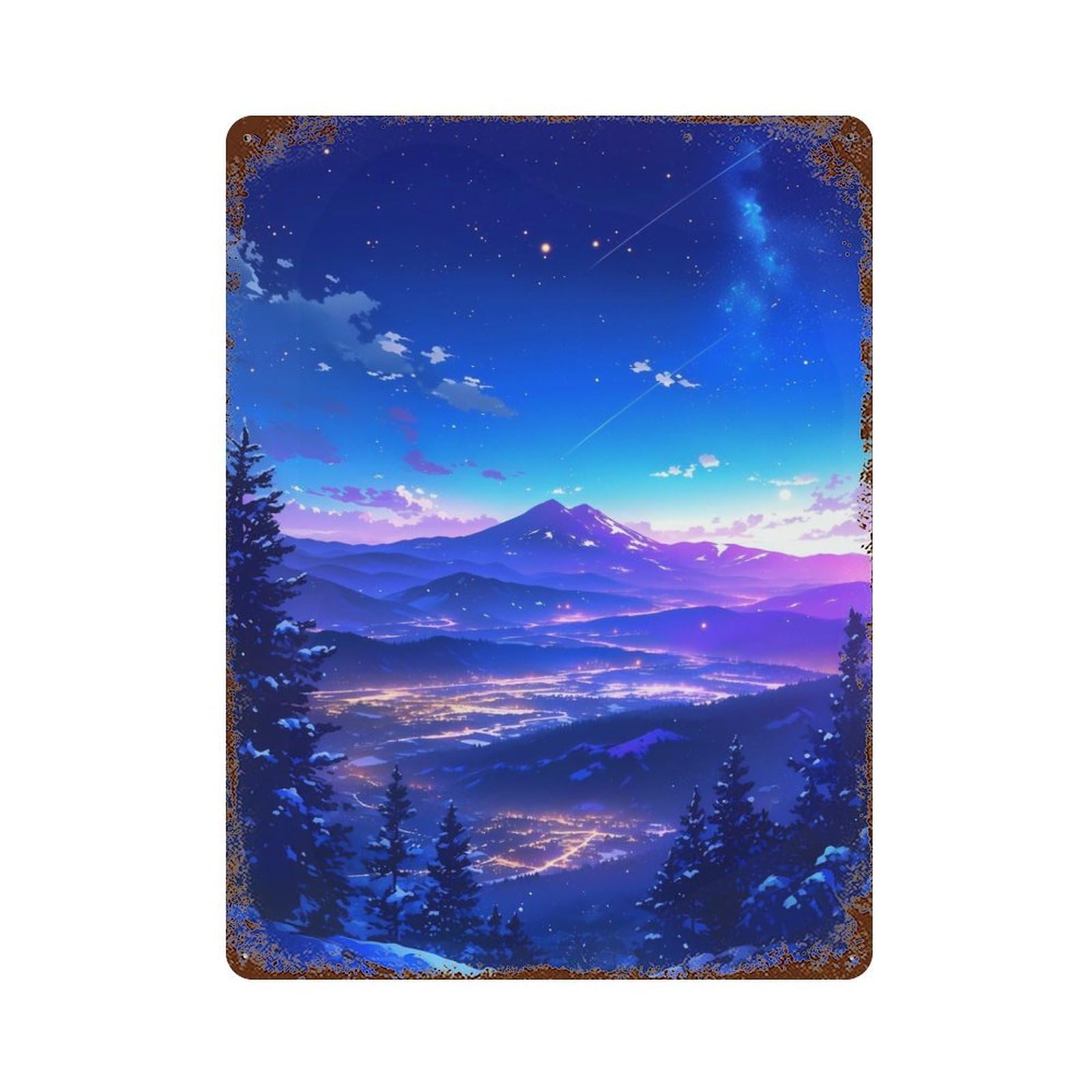 Anime Snow Galaxy Serenity Weathered Tin Sign 15.7"x11.8", Novelty Wall Decor for Garage, Pub Or Kitchen