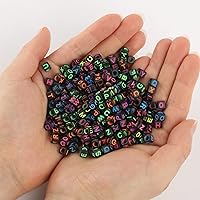 Vista 9 de 900 cuentas acrílicas de letras del alfabeto, letras coloridas del alfabeto, cuentas de cubo negro para pulseras de la amistad y regalos
