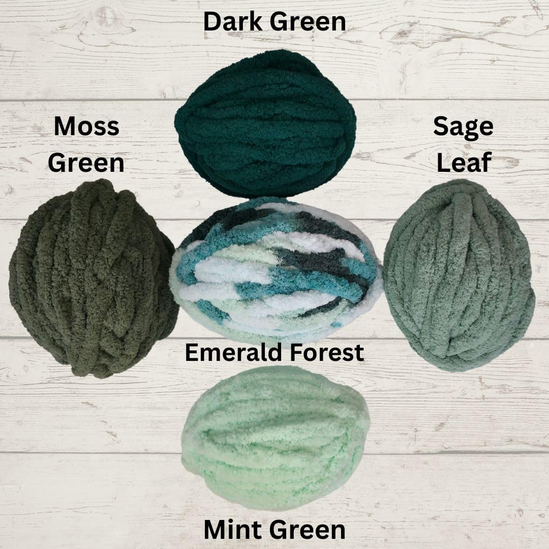 Chunky Yarn No7 Thick Yarn, 250 Grams (Emerald Forest, Pack of 4)