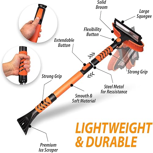 Miniatura 2 de ZONETECH Rascador de Hielo, Limpiaparabrisas y Cepillo Extensible de 360 para Parabrisas de Coche, Herramienta de Eliminación de Nieve de Brazo
