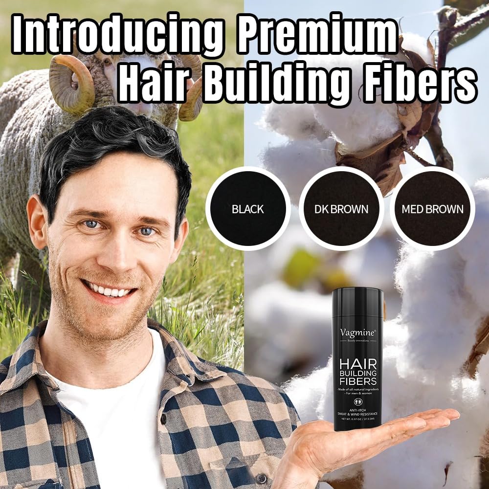 VAGMINE Hair Fiber Dark Brown Powder For Men & Women, 27.5Gms 3
