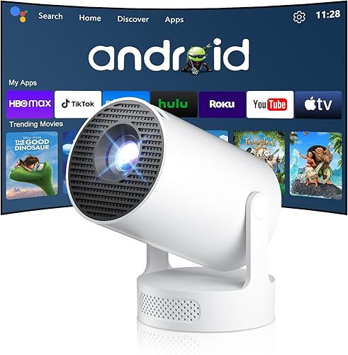 Salange Mini proyector con WiFi y Bluetooth 5.4, proyector de corto alcance 4K, proyector inteligente con aplicaciones integradas, corrección