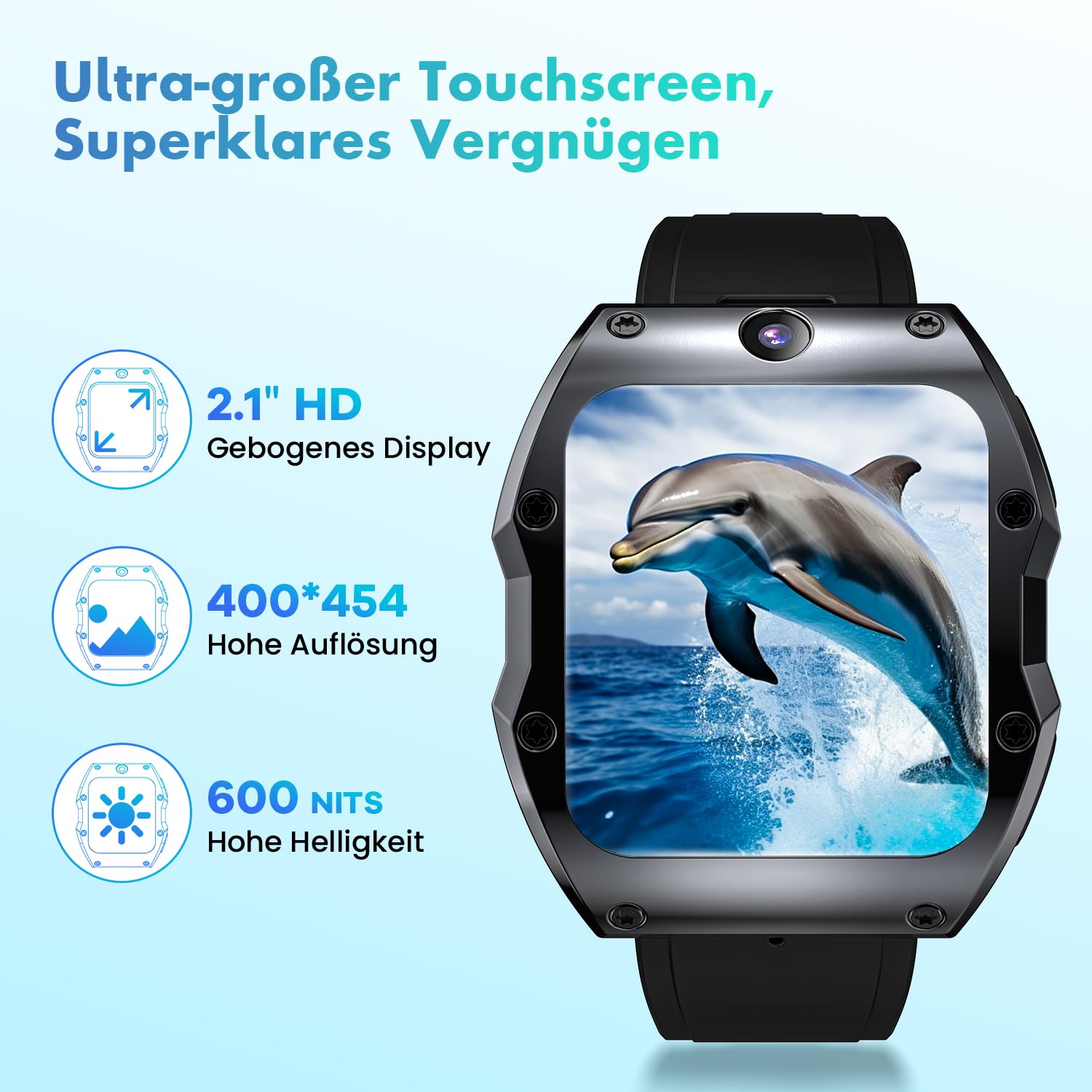 Rogbid 4G LTE Smartwatches, telefon dla mężczyzn, rozmowy i SMS-y, podwójny aparat 13 MP + 8 MP, wszystkie ceramiczne smartwatchy z gniazdem na kartę SIM, GPS, tętno, tlenek (czarny ceramiczny 128 GB)