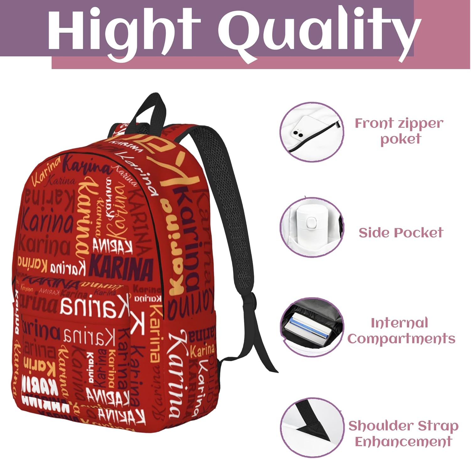 Custom Casual School Bags Backpacks Customized Adjustable Shoulder Straps Bag With Name Personalized Name 15,17 Inch Student School Bag For Travel Work