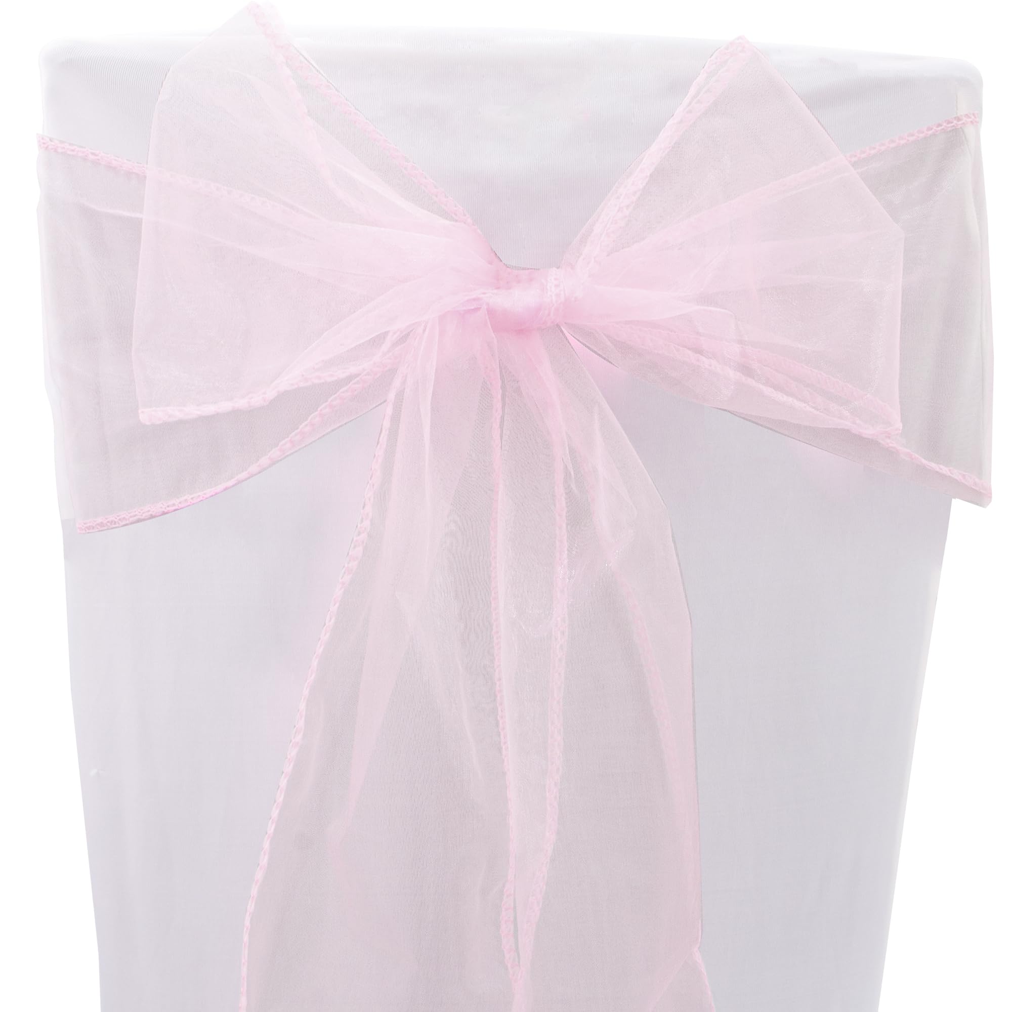 Time to Sparkle 30PCS 17x280cm Organza Chair Sashes Wider Fuller Cover Party Decoration Bow Sashes for Wedding -Powder Pink
