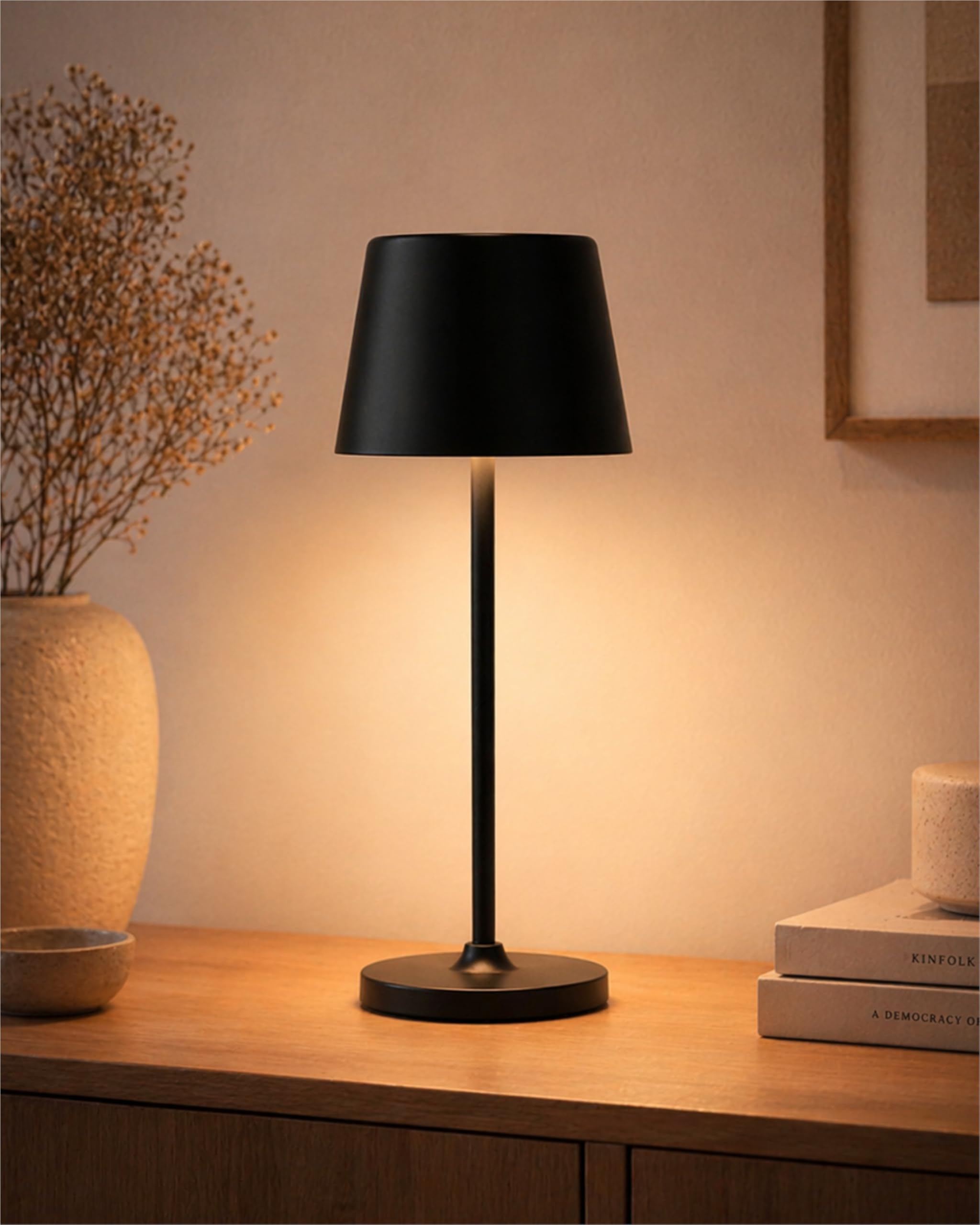 LED Tischlampe Kabellos Outdoor - Höhenverstellbare Akku Tischleuchte IP54 Dimmbar Touch mit USB-C-Kabel - für Terrasse, Wohnzimmer, Schlafzimmer, Kinderzimmer, Gastro & Hotel (schwarz)