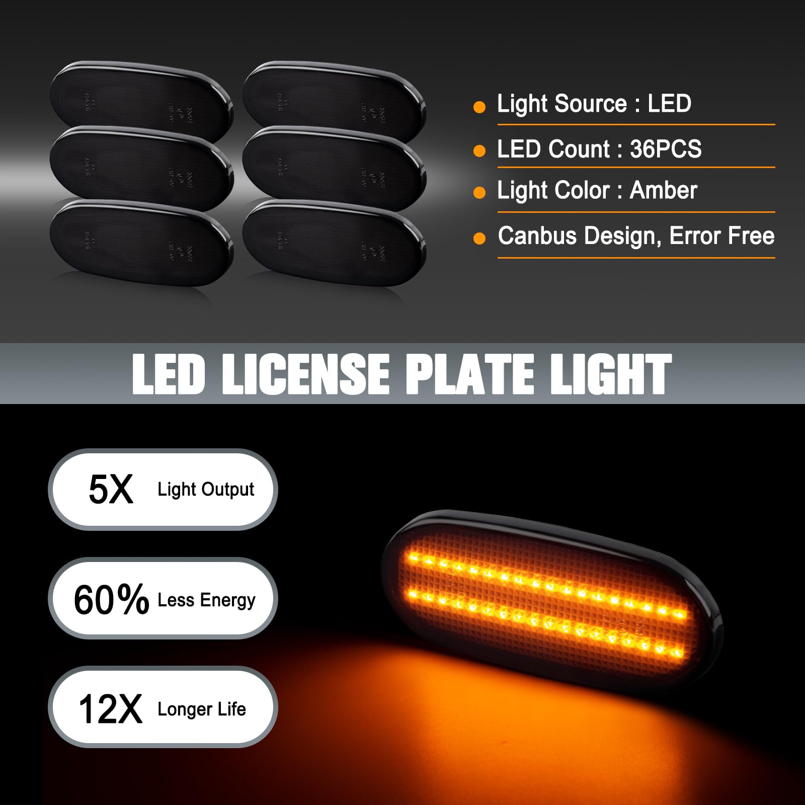 Clignotant Latéral LED pour Mercedes-Benz Sprinter W906 2006~, Clignotant Latéraux avec Canbus Sans Erreur, Feux de Répétition Latéraux, 6 Pezzi