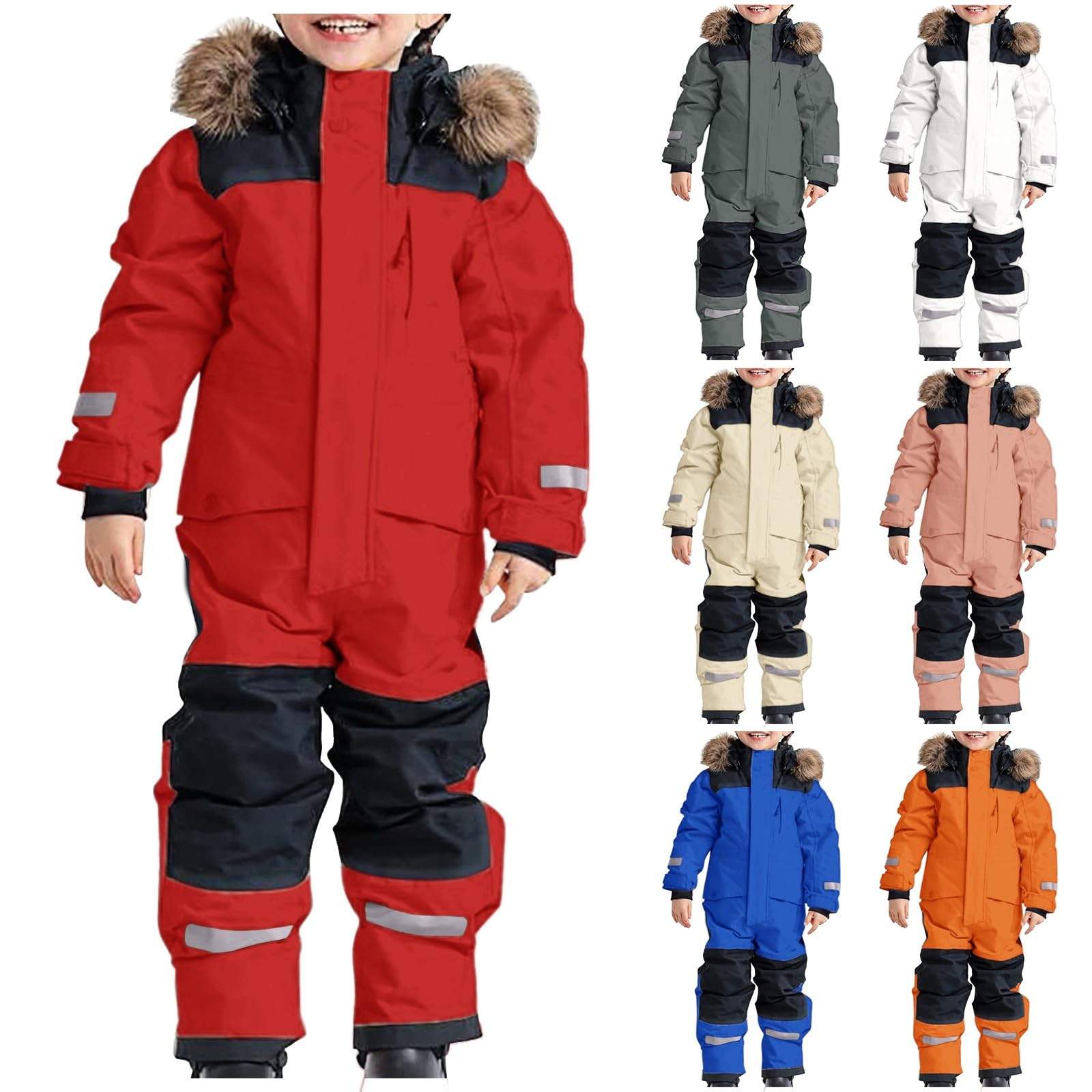 Generisch Schneeanzug Kinder Unisex Einteilige Skioverall Mit Kapuze Winddicht Wasserdicht Atmungsaktiv Skianzüge Verdickt Warm Outdoor Regenoverall Einteiligerschneeoverall Skianzug Snowboard