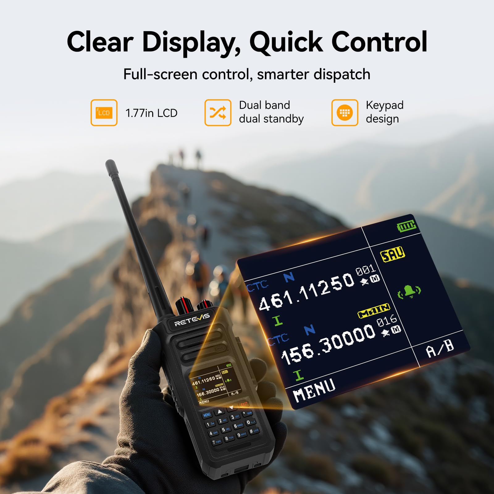 Retevis RT29S Walkie-Talkie, Radiotelefon Grupowy Dalekiego Zasięgu IP67, Profesjonalny, z Redukcją Szumów, z Podwójnym Nasłuchem, Bateria 2800 mAh, dla Placów Budowy i Magazynów(opakowanie 2 szt)