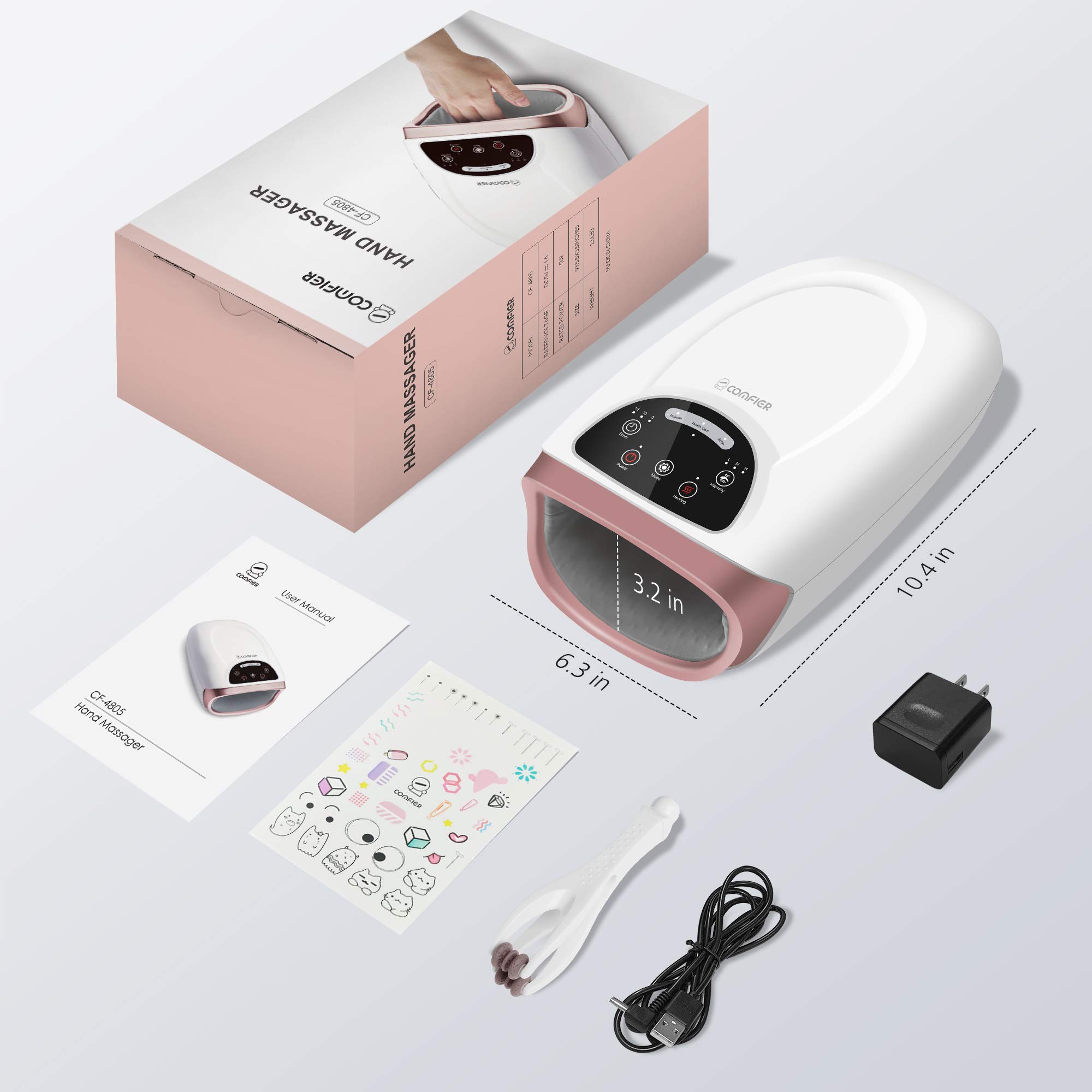 Comfier Hand Massager with Heat, Cordless Hand Massage Tool with