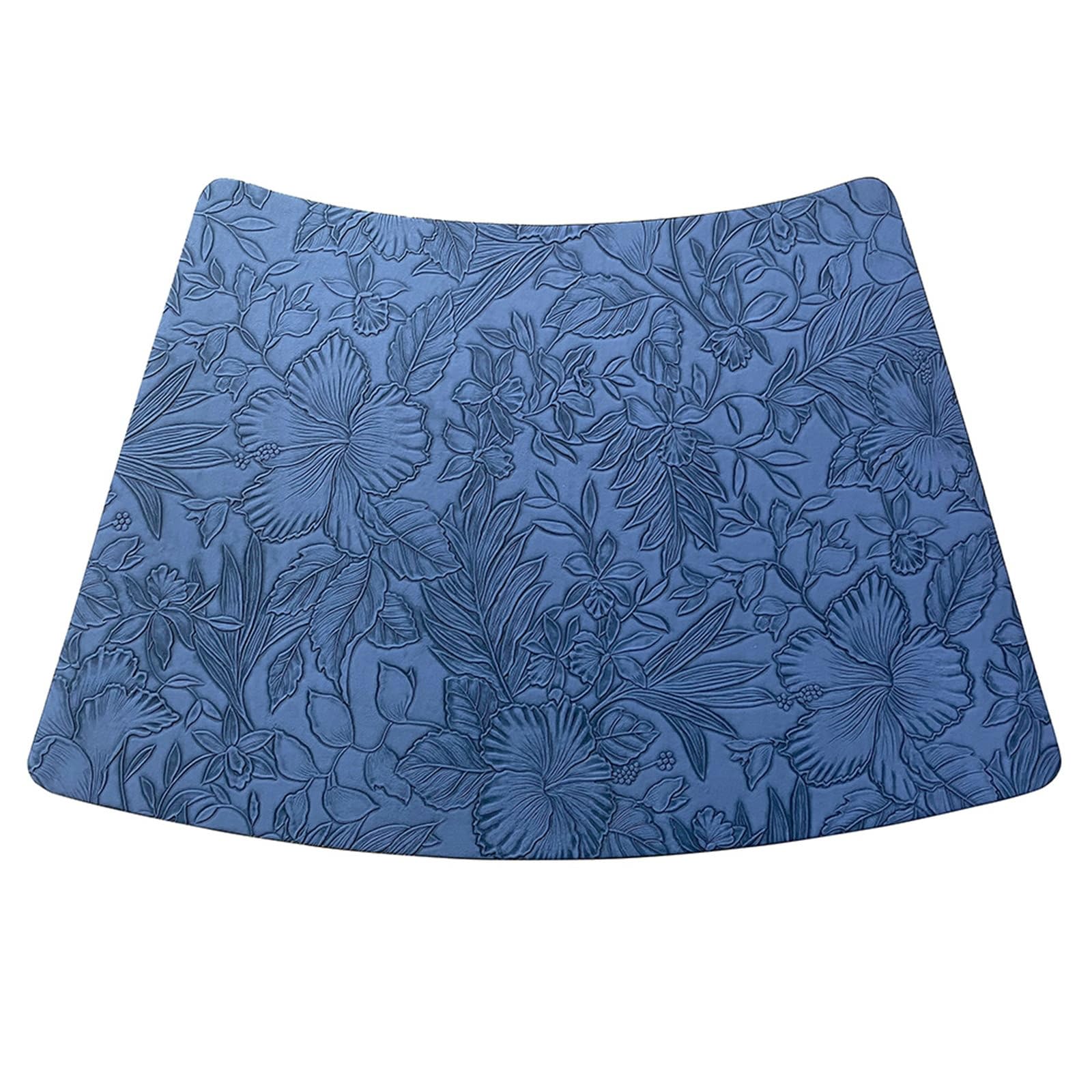 AMDXD Lot de 10 sets de table vintage en cuir synthétique - Motif floral - Antidérapant et lavable - Carré - Pour la maison, le restaurant, la table à manger - Bleu foncé - 30 x 50 cm