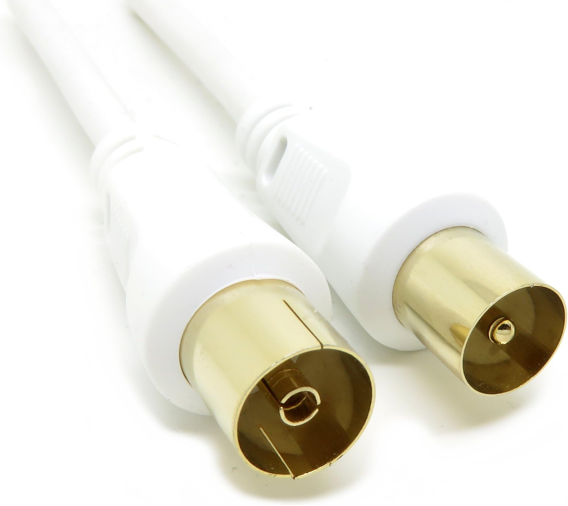 2M White Coaxial RF TV Aerial Male to Female Socket Lead Cable