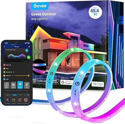 Miniatura 9 de Govee RGBIC Pro - Tira de luces para exteriores con blanco cálido y frío, 32.8 pies, WiFi para exteriores, luces LED impermeables para exteriores,