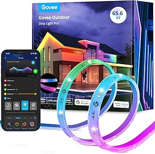 Govee Outdoor LED Strip Lights RGBIC with Warm and Cold White, 65.6ft 2....
