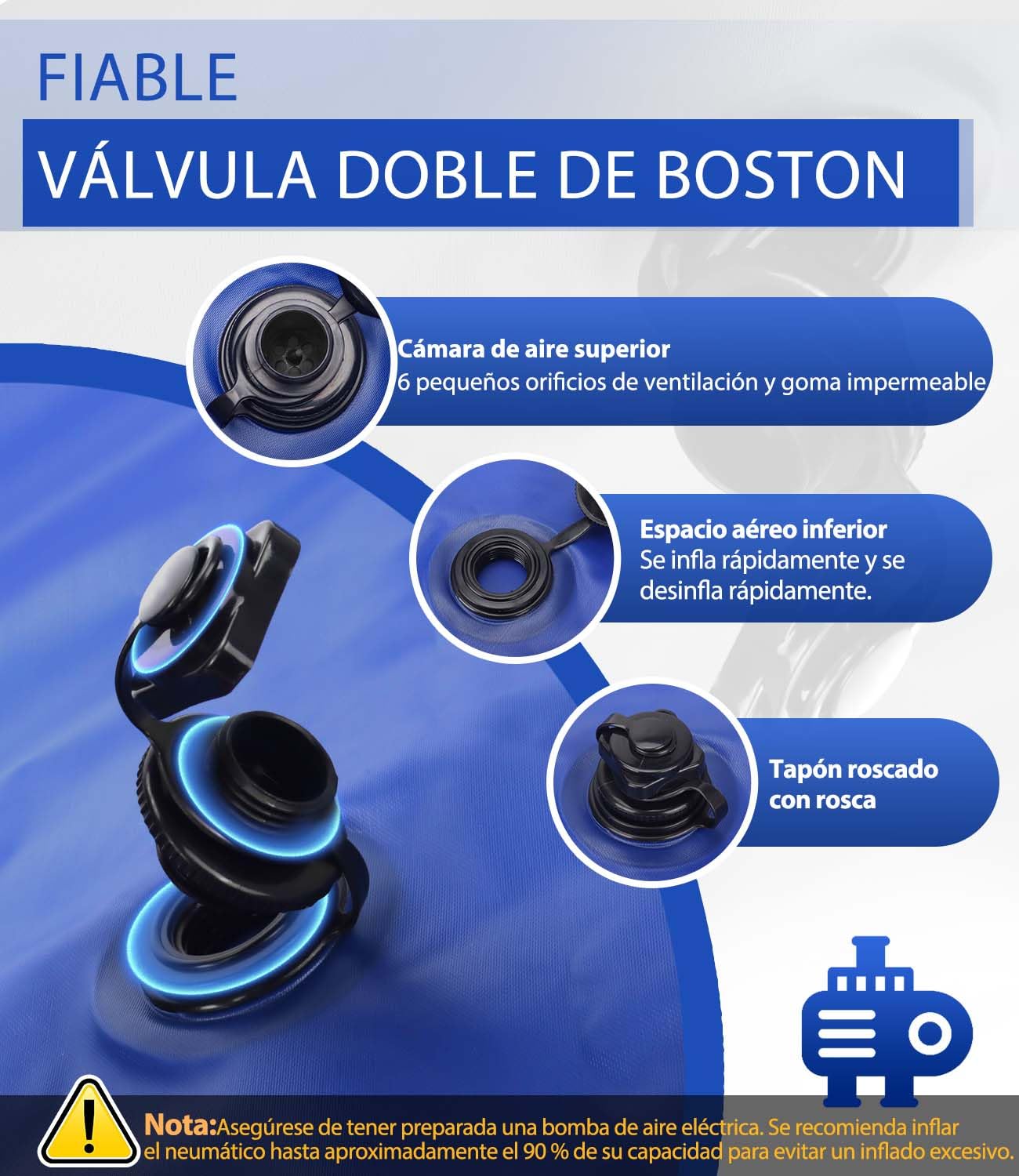 Angooni Cojín de piscina de invierno 150 × 150 cm XXL cojín de aire para piscina con doble costura para cubrir la piscina – Cojín de piscina para el invierno con válvula de inflación doble Boston