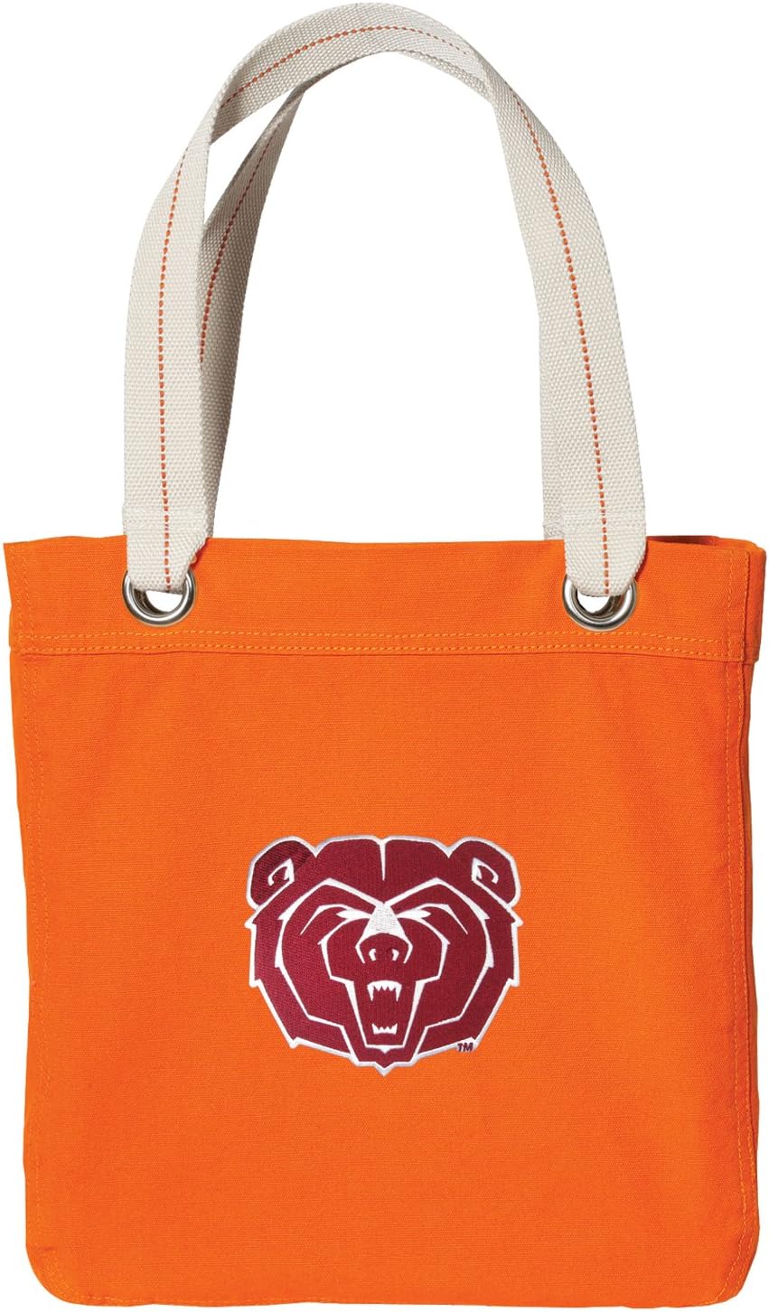 Broad Bay Missouri State Bears Tote Bag RICH Dye Washed Orange COTTON CANVAS
