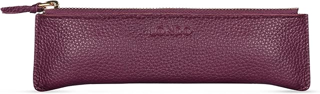 Londo Zippered Genuine Leather Pen and Pencil Case Cosmetic Pouch