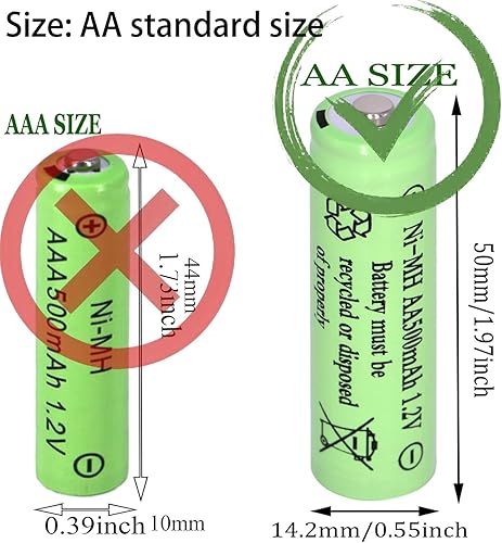 Miniatura 2 de Paquete de 16 pilas de luces solares AA de 500 mAh, batería recargable de 1.2 V Ni-MH doble A para luces solares al aire libre, luces de cadena,