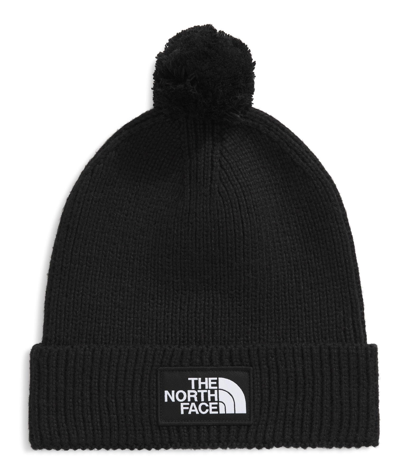 TNF Logo Box Pom Beanie | Classic Fit, Cuffed Winter Hat for Men & Women, Soft Rib Knit Fabric & Woven Logo