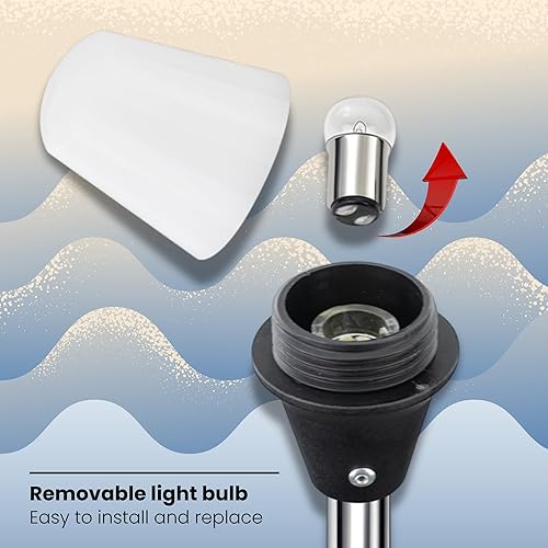 Miniatura 8 de Pactrade Marine Luces de Navegación Omnidireccionales para Barcos  Luz de Popa Blanca Incandescente de 9.4 Pulgadas (Montaje en Superficie, Base