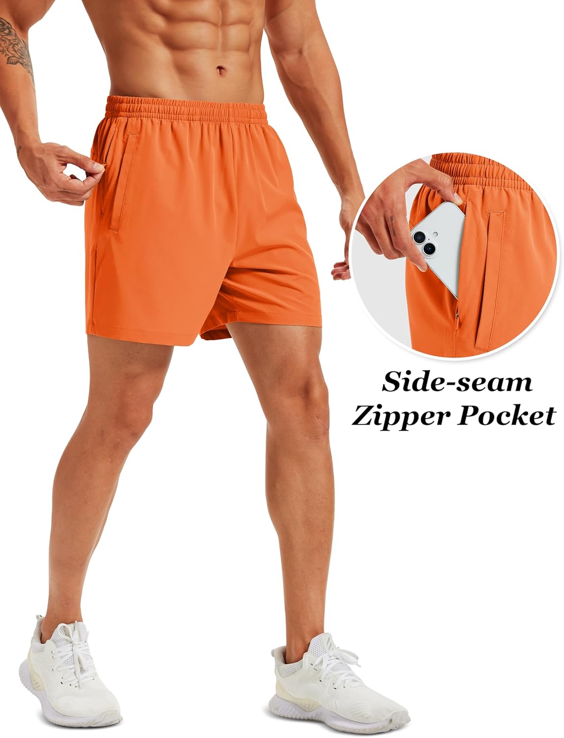 MAGCOMSEN Men's Athletic Shorts 5 Inches Lightweight Basketball Running Workout Shorts with Zipper Pockets - Image 3