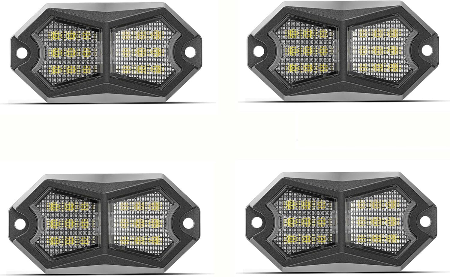 4pcs 18 LED Chassis Lights Neon Car Underglow Bottom Underbody Decoration Lamp 12V 24V for Offroad Truck SUV ATV Boat Van (4pcs White)