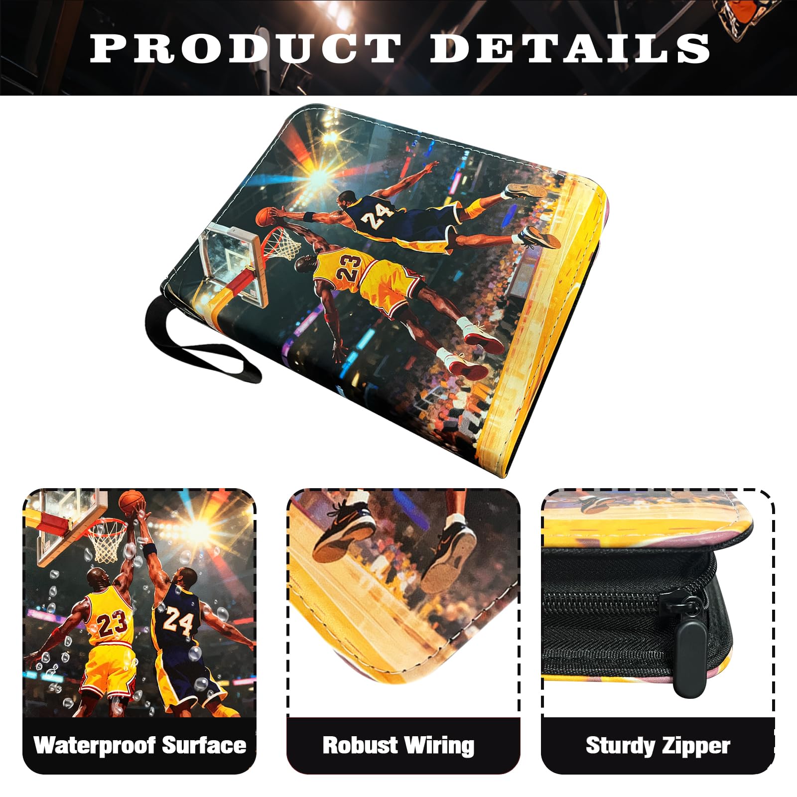 Carpeta de tarjetas de baloncesto con 400 bolsillos, soporte para tarjetas de intercambio, álbum de coleccionistas, carpeta de tarjetas de intercambio, 4 bolsillos con 50 fundas extraíbles