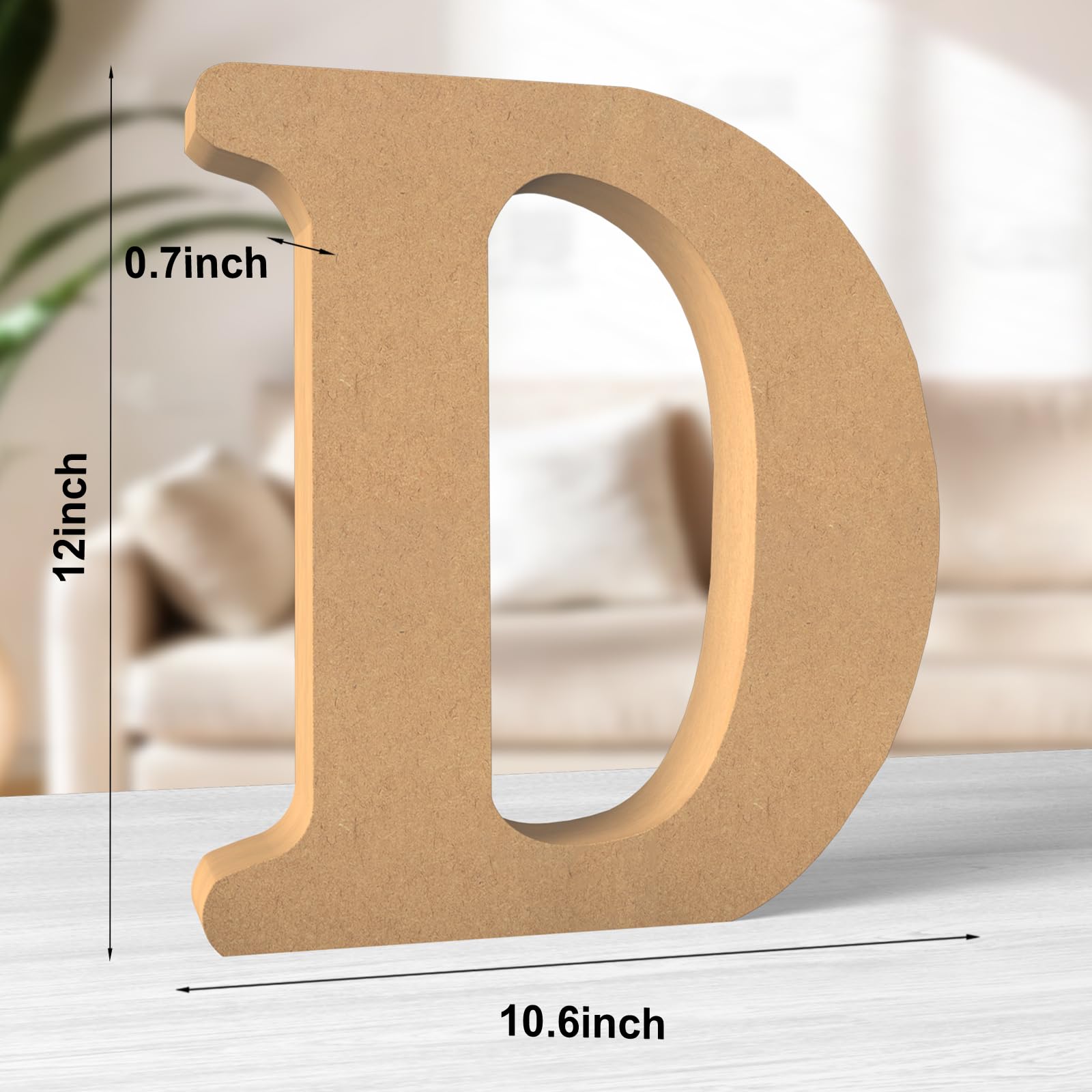 Aruatu 12 Inch Balsa Wooden Letters Unfinished Wood Letters for Wall Decor Decorative Standing Letters Large Letters for wall Decoration for Craft Home Party Projects (D) - Image 2