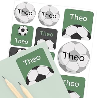 Camp Name Labels for Kids (33) – Personalized Stickers & Daycare Labels – Waterproof for Water Bottles, Lunch Boxes & School - Soccer