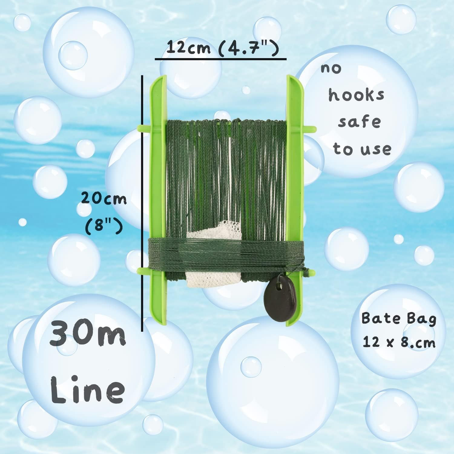 D.A.Y. Republic Crab Hand Line Reel with 11m of Rope Booms, Weight and