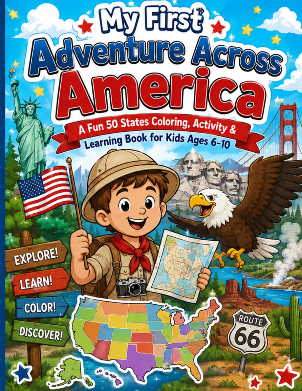 My First Adventure Across America: A Fun 50 States Coloring, Activity & Learning Book for Kids Ages 6–10