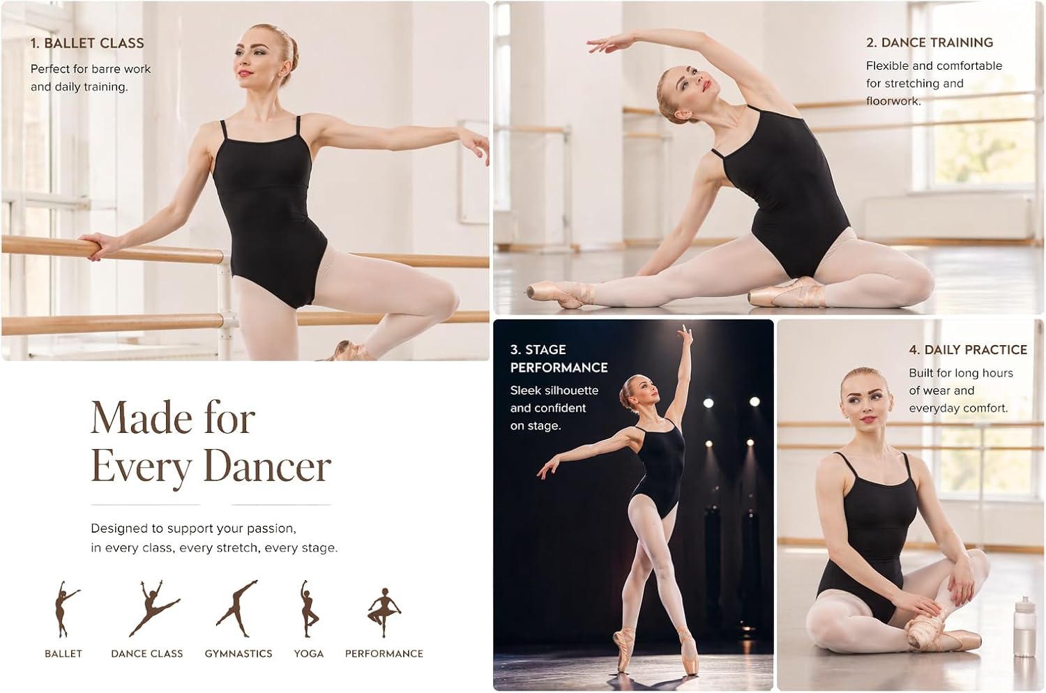 Women Ballet Leotard with Crisscross Open Back