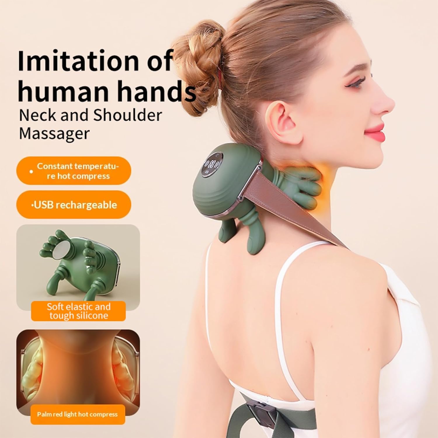 Neck Massager with Heat, Shiatsu Neck and Back Massager, Bionic Heated Massager Tools, Neck Pain Relief Muscle Tension, The Best Gift for Mom and Dad