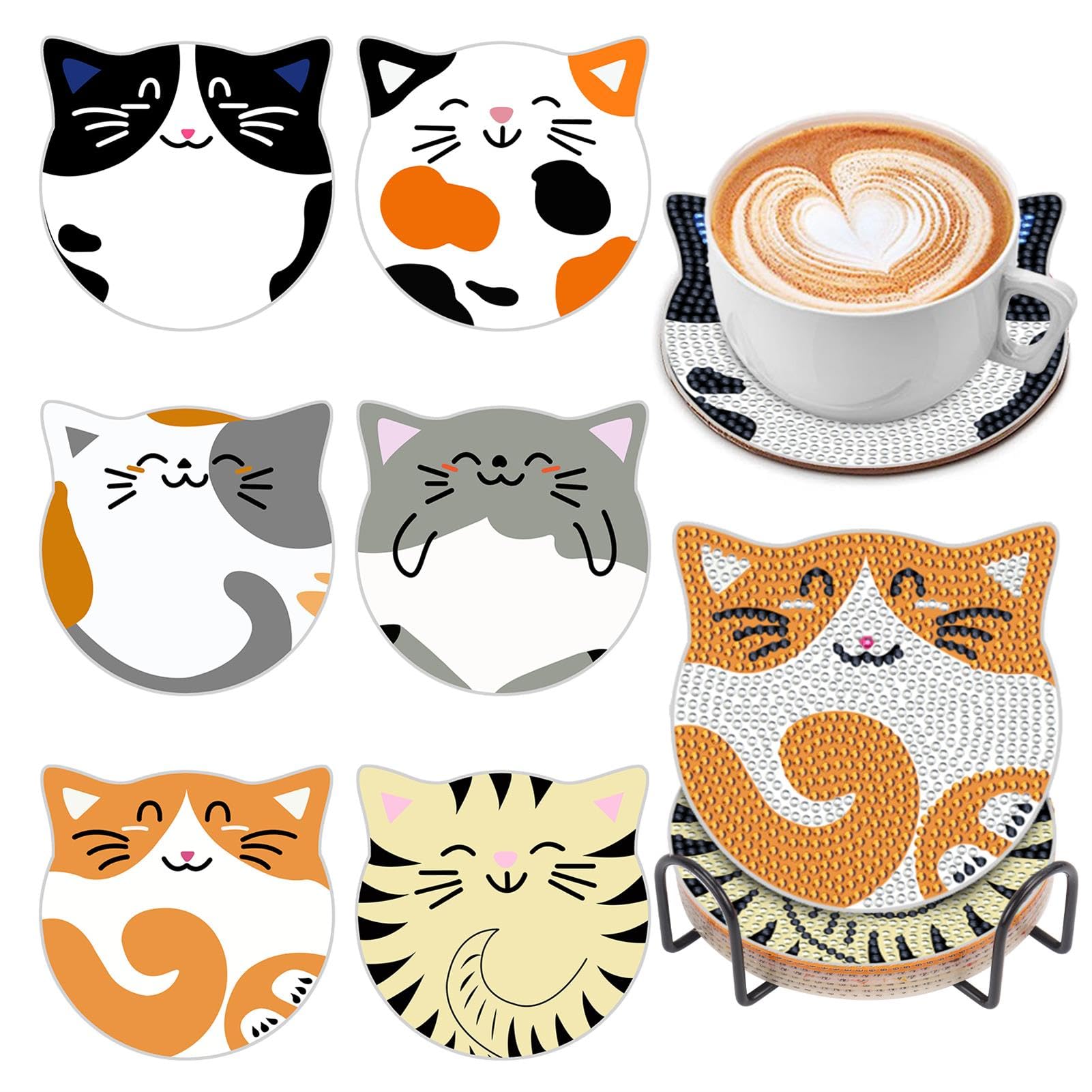 Kit de bricolage pour adultes et cadeau sous-verre diamant chat