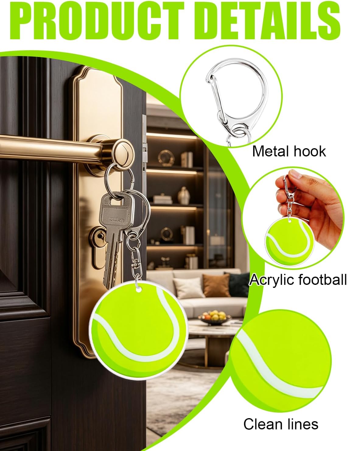 12Pcs Softball/Baseball Keychain Bulk Set,Sports Key Ring with Lobster Clasp. image 3