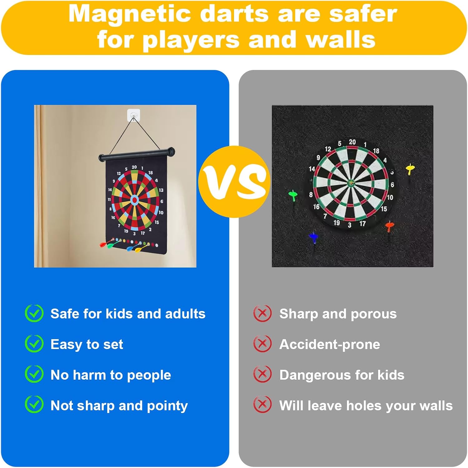 Magnetic Dart Board with 24pcs Darts,Indoor Outdoor Dart Game for Kids and Adults，2in1 Rollup Safe Dart Flights Toys Set for 3-12 Year Old Boys Girls Christmas Birthday Gifts - Image 4