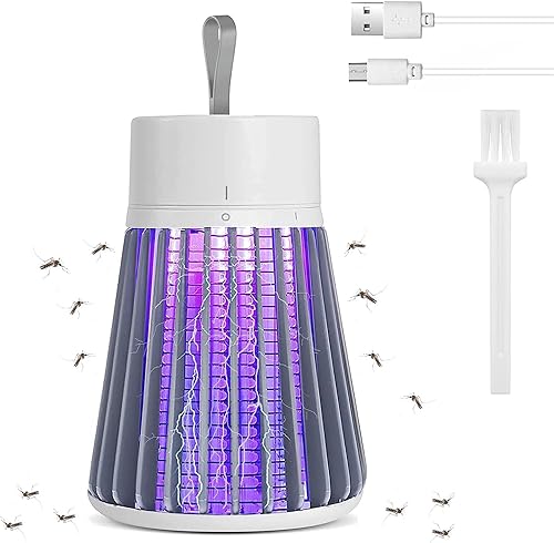 Exterminador de insectos para interiores y exteriores, matamoscas eléctrico con luz nocturna, repelente de mosquitos inalámbrico recargable por USB,