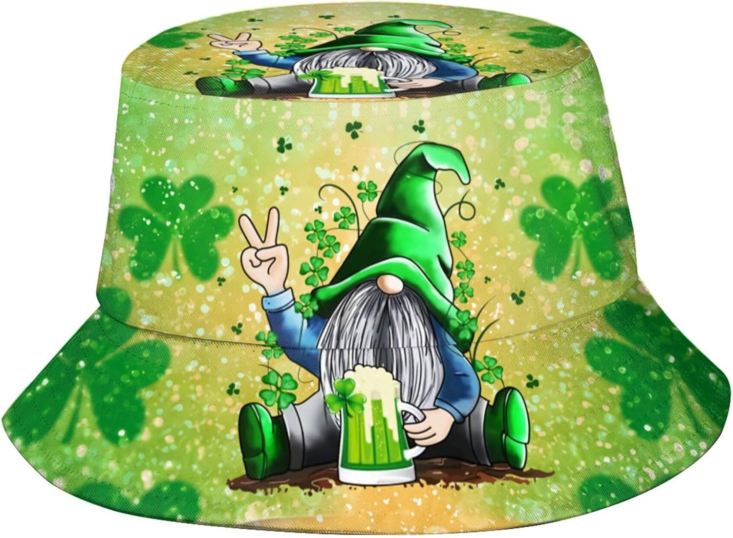 Shamrock St. Patricks Day Bucket Hat for Women Men Clover Hats Outdoor Travel Beach Hiking Fisherman Caps