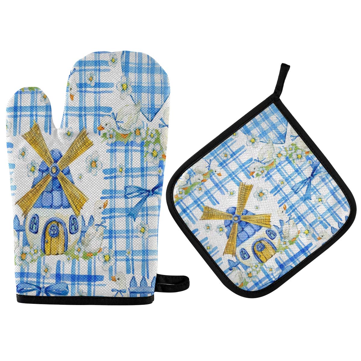 TropicalLife Hajie - Set di guanti da forno con stampa a forma
