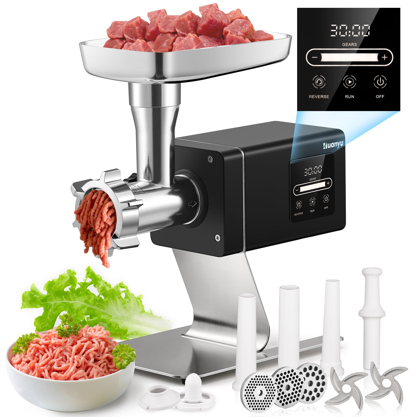 Huanyu Commercial Bone Grinding Meat Grinder 1.3HP, Heavy Duty Stainless Steel with Touchscreen for Effortless Meat & Bone Processing #12