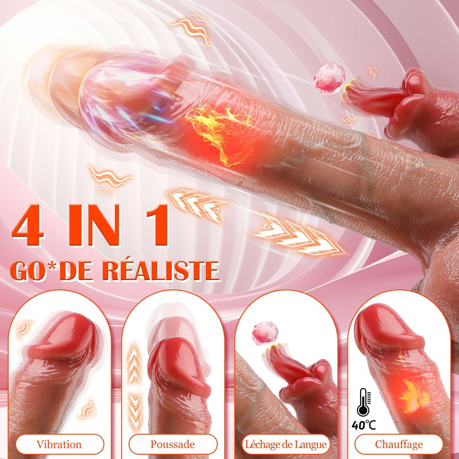 Vibratore Dildo Realistici Sex Toys, 4 in 1 Vibratoreper Donna Professionale con Stimolatore Del Punto G Remoto, Giocattolo Sessuale Dildo Anale in Silicone con 7 Vibrazioni, Spinte, Pratiche