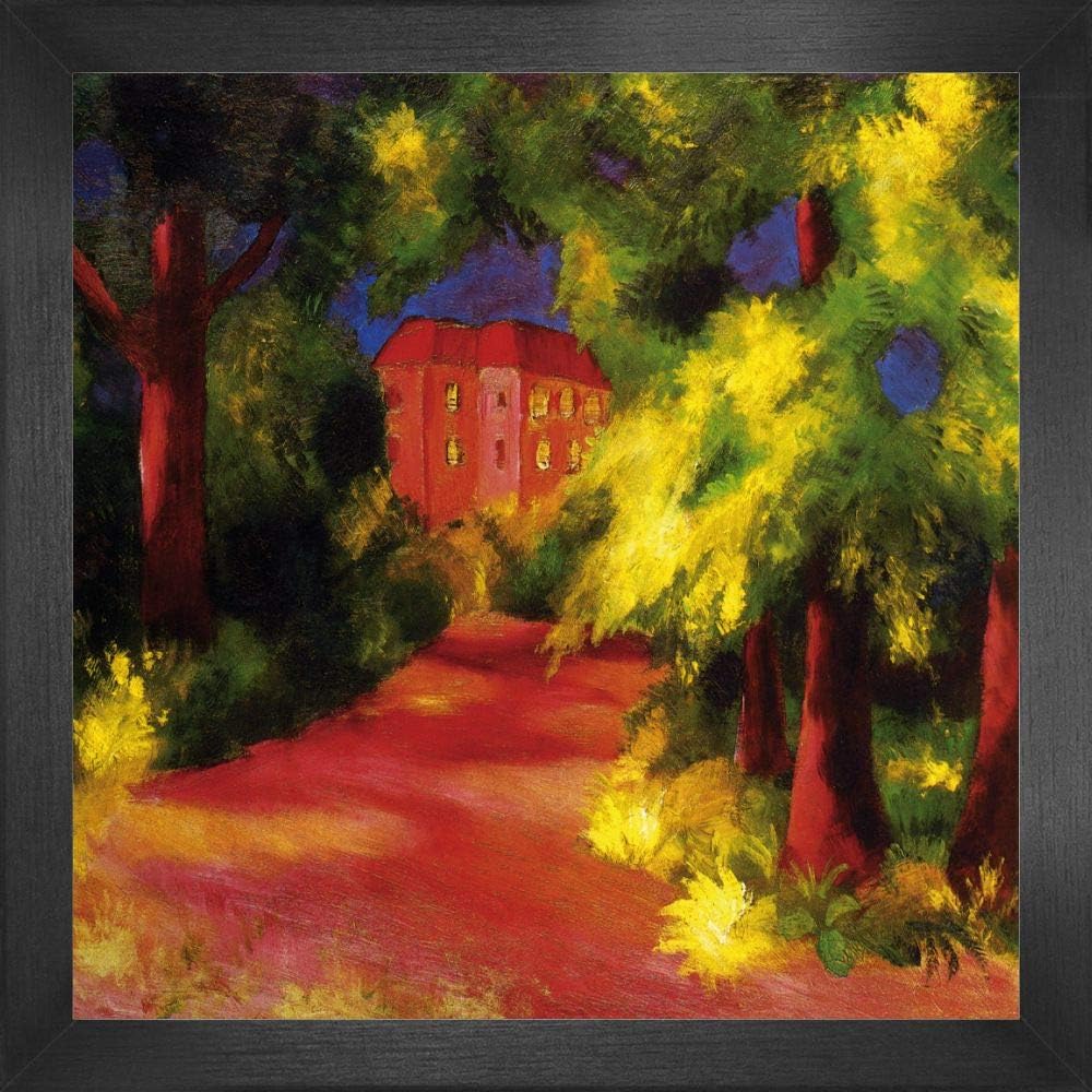 1art1 August Macke Poster Art Print and MDF Frame Red House in the Park 1914 40 x 40 cm