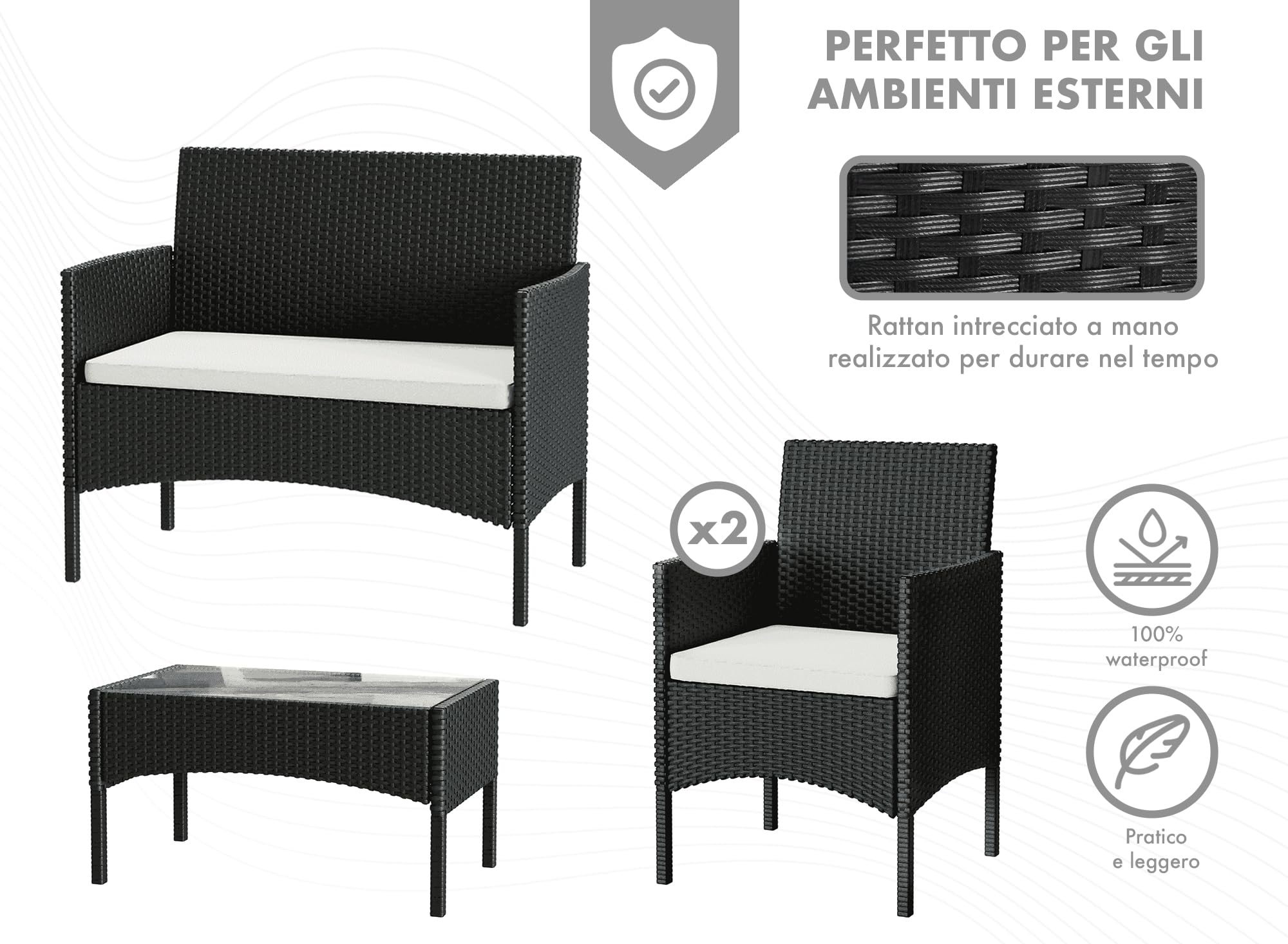 Salotto Da Giardino IlGruppone In Fili Di Resina Intrecciati