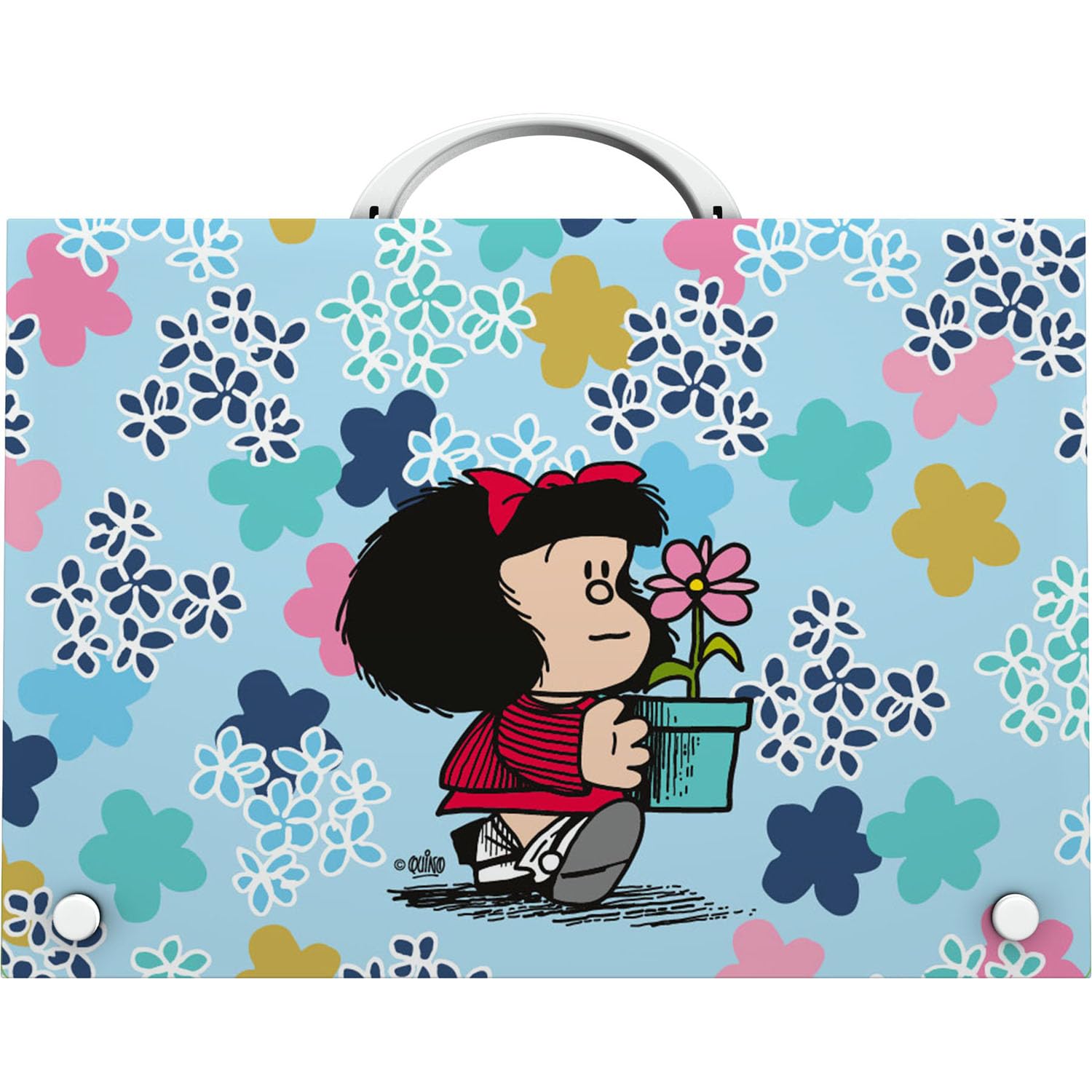Grafoplás | School Briefcase with Handle and Clasp Closure | Polypropylene | Folio Size | 24.5x34.5x4 cm | Mafalda Lively Stationery Collection