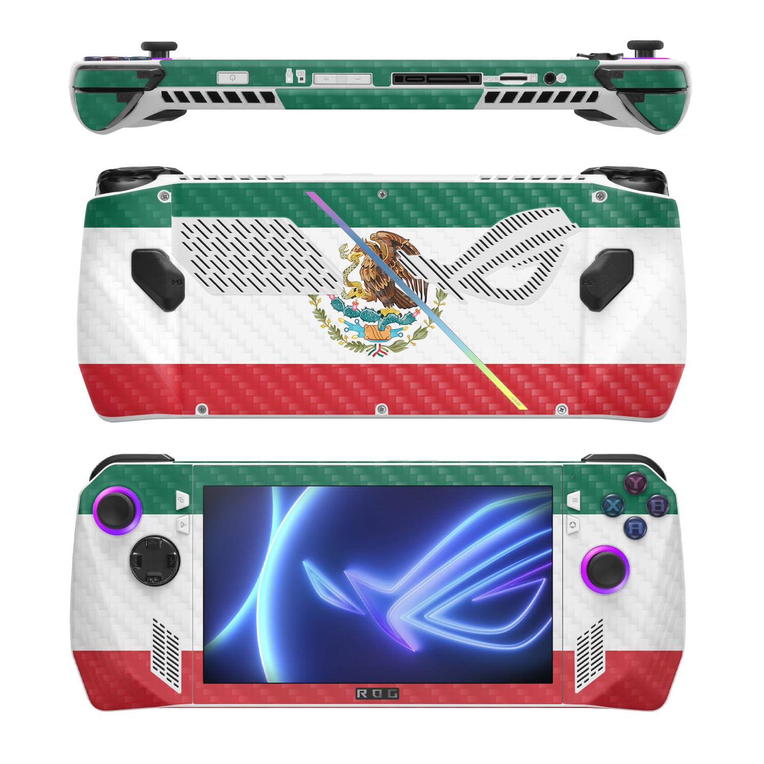 MightySkins Carbon Fiber Skin Compatible with Asus ROG Ally - Mexican Flag | Protective, Durable Textured Carbon Fiber Finish | Easy to Apply