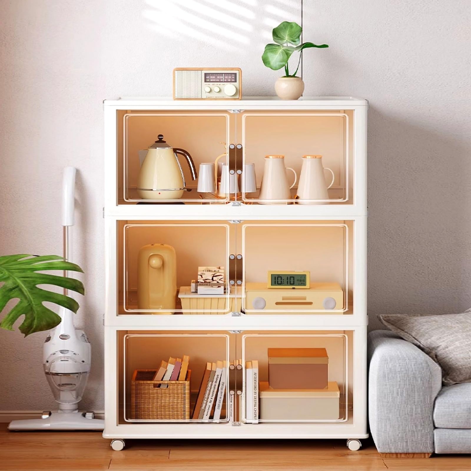Armoire d'angle moderne avec portes en acrylique pour salle à manger, armoire chinoise idéale pour la maison, le bureau et le salon