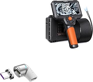 BoxWave Adapter Compatible with Depstech Dual Lens 5.0 Video Borescope Inspection Camera (5 in) - MagnetoSnap PD Angle Adapter, Magnetic PD Angle Charging Adapter Device Saver - Metallic Silver