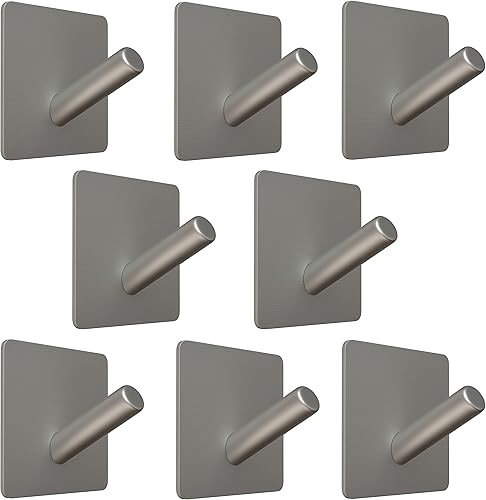 Miniatura 12 de Ganchos autoadhesivos para toallas de baño de níquel cepillado para montar en la puerta de baño, tiras fuertes de acero inoxidable SUS304 para negro