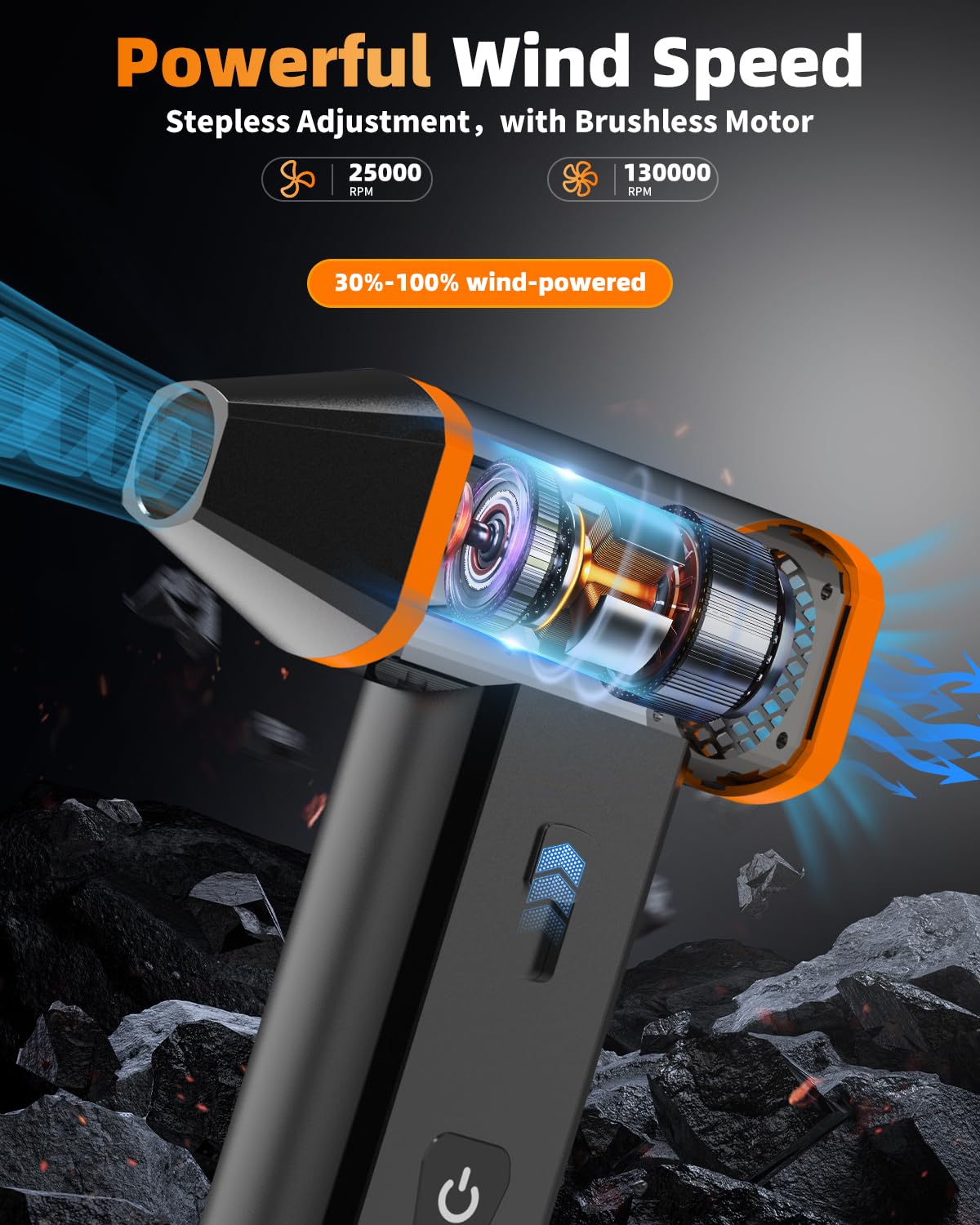 Souffleur Air Comprimé Électrique - 130000 TR/min - Nettoyage PC, Clavier, Voiture - Rechargeable